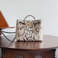 Bottega Veneta Small Andiamo Top Handle Bag In Python Leather Brown