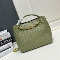 Bottega Veneta Small Andiamo Chain Top Handle Bag In Intrecciato Leather Olive
