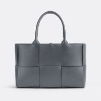 Bottega Veneta Small Arco Tote 30 In Intreccio Lambskin Grey