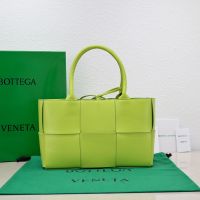 Bottega Veneta Small Arco Tote 30 In Intreccio Lambskin Lemon/Green