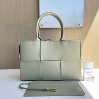 Bottega Veneta Small Arco Tote 30 In Intreccio Lambskin Light Green