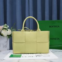 Bottega Veneta Small Arco Tote 30 In Intreccio Lambskin Yellow