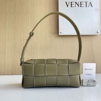 Bottega Veneta Small Brick Cassette Crossbody Bag In Intreccio Stitching Calfskin Olive