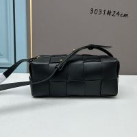 Bottega Veneta Small Brick Cassette Crossbody Bag In Intreccio Leather Black