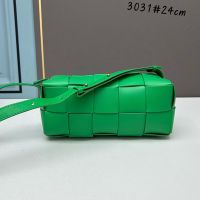 Bottega Veneta Small Brick Cassette Crossbody Bag In Intreccio Leather Green