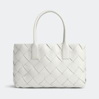 Bottega Veneta Small Cabat Tote 33 In Intreccio Lambskin White