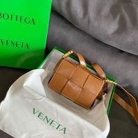 Bottega Veneta Mini Cassette Crossbody Bag In Intreccio Waxed Leather Caramel