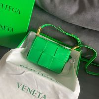 Bottega Veneta Mini Cassette Crossbody Bag In Intreccio Waxed Leather Green