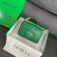 Bottega Veneta Mini Cassette Crossbody Bag In Intreccio Waxed Leather Military Green