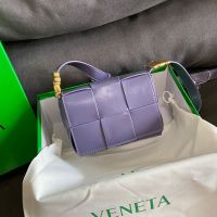 Bottega Veneta Mini Cassette Crossbody Bag In Intreccio Waxed Leather Purple