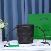 Bottega Veneta Small Cassette Bucket Bag In Intreccio Lambskin Coffee