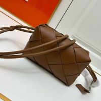 Bottega Veneta Small Cassette Camera Bag In Intreccio Leather Brown