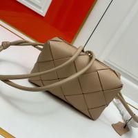 Bottega Veneta Small Cassette Camera Bag In Intreccio Leather Khaki