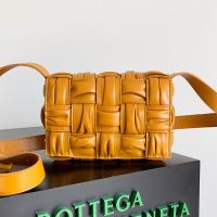 Bottega Veneta Mini Cassette Crossbody Bag In Foulard Intreccio Calfskin Brown