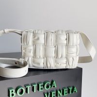 Bottega Veneta Mini Cassette Crossbody Bag In Foulard Intreccio Calfskin White