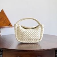 Bottega Veneta Small Cobble Top Handle Bag In Intrecciato Lambskin Beige