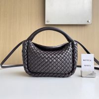 Bottega Veneta Small Cobble Top Handle Bag In Intrecciato Lambskin Coffee