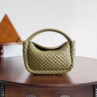 Bottega Veneta Small Cobble Top Handle Bag In Intrecciato Lambskin Khaki