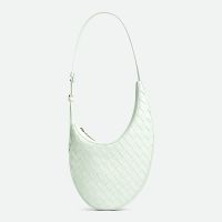 Bottega Veneta Small Drop Shoulder Bag In Intreccio Lambskin White
