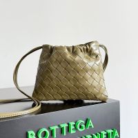 Bottega Veneta Small Dustbag In Intrecciato Leather Khaki