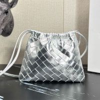 Bottega Veneta Small Dustbag In Intrecciato Metalized Calfskin Silver