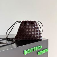 Bottega Veneta Small Dustbag In Intrecciato Suede and Leather Dark Brown