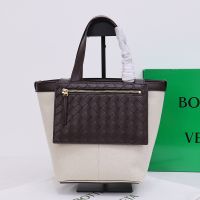 Bottega Veneta Small Flip Flap Tote 23 In Canvas White/Coffee