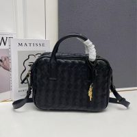 Bottega Veneta Small Getaway Top Handle Bag In Intrecciato Leather Black