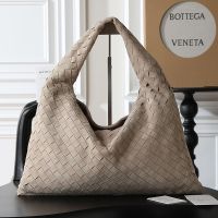 Bottega Veneta Medium Hop Shoulder Bag In Intrecciato Suede Light Brown
