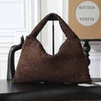 Bottega Veneta Medium Hop Shoulder Bag In Intrecciato Suede Taupe