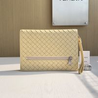 Bottega Veneta Small Document Case with Wristlet In Intrecciato Leather Apricot