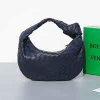 Bottega Veneta Small Jodie Shoulder Bag In Intrecciato Leather Navy Blue