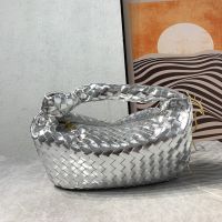 Bottega Veneta Small Jodie Shoulder Bag In Intrecciato Leather Silver