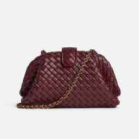 Bottega Veneta Small Lauren 1980 Clutch with Chain In Intrecciato Lambskin Burgundy