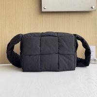 Bottega Veneta Medium Cassette Crossbody Bag In Intreccio Padded Nylon Black