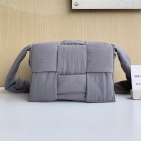 Bottega Veneta Medium Cassette Crossbody Bag In Intreccio Padded Nylon Grey