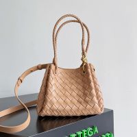Bottega Veneta Small Parachute Shoulder Bag In Intrecciato Leather Apricot