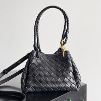 Bottega Veneta Small Parachute Shoulder Bag In Intrecciato Leather Black