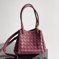 Bottega Veneta Small Parachute Shoulder Bag In Intrecciato Leather Burgundy