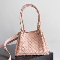 Bottega Veneta Small Parachute Shoulder Bag In Intrecciato Leather Pink