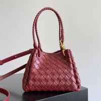 Bottega Veneta Small Parachute Shoulder Bag In Intrecciato Leather Red