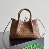 Bottega Veneta Small Pinacoteca Tote 24 In Intrecciato Silky Calfskin Brown