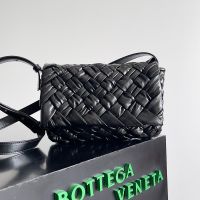 Bottega Veneta Small Rumple Messenger Bag In Foulard Intrecciato Leather Black