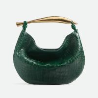 Bottega Veneta Small Sardine Top Handle Bag In Crocodile Leather Green