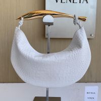 Bottega Veneta Small Sardine Top Handle Bag In Crocodile Leather White