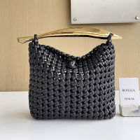 Bottega Veneta Small Sardine Handbag In Crochet Leather Dark Brown