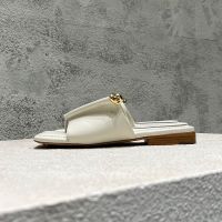 Bottega Veneta Solstice Flat Thong Slides Women Calfskin Beige