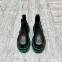 Bottega Veneta Tire Ankle Chelsea Boots Unisex Vegetally-tanned Calfskin Black/Military