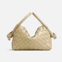 Bottega Veneta Loop Top Handle Crossbody Bag In Intrecciato Leather Apricot