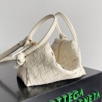 Bottega Veneta Loop Top Handle Crossbody Bag In Intrecciato Leather Beige
